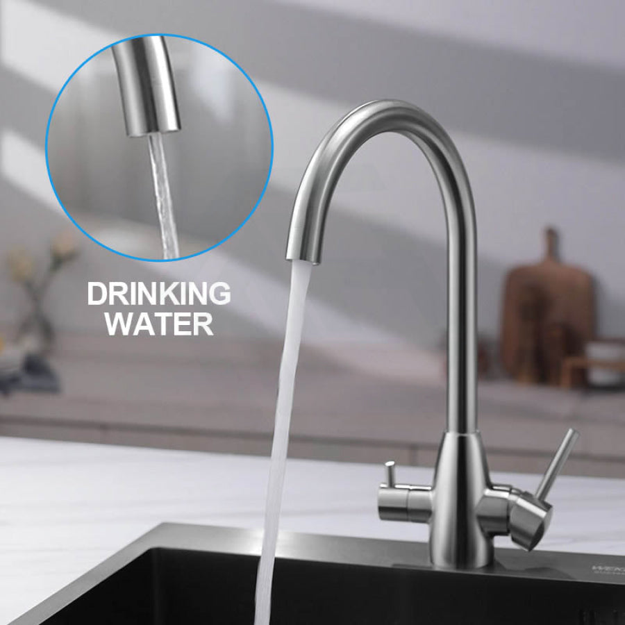 Brushed Nickel Stainless Steel 3 Way Filter Tap With 360° Swivel And Purifier For Kitchen Products