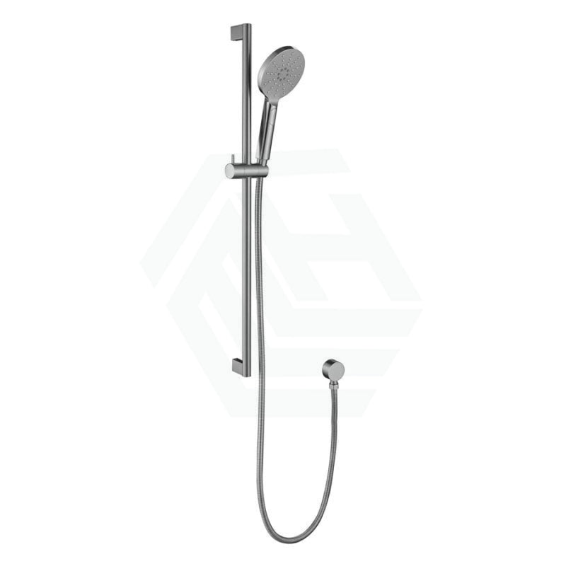 Cora Brushed Nickel Round Sliding Handheld Shower On Rail With Integrated Water Inlet