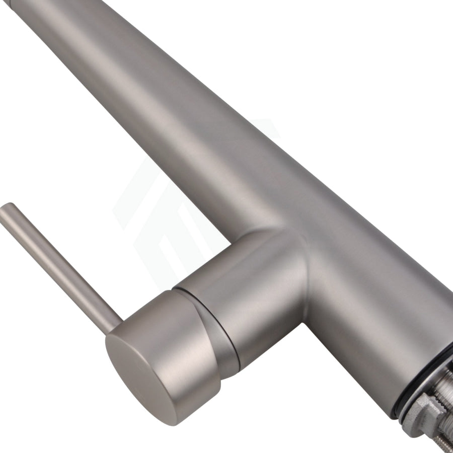 Euro Brushed Nickel Solid Brass Round Mixer Tap With 360° Swivel And Pull Out For Kitchen Kitchen