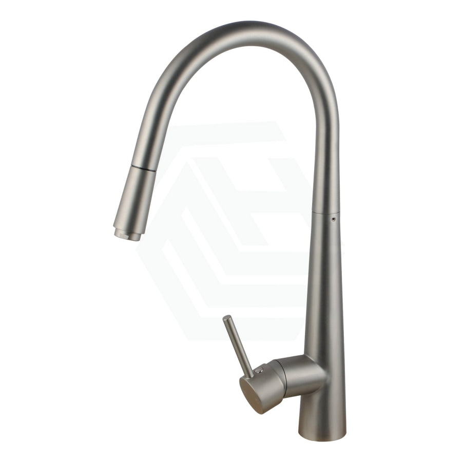 Euro Brushed Nickel Solid Brass Round Mixer Tap With 360° Swivel And Pull Out For Kitchen Kitchen