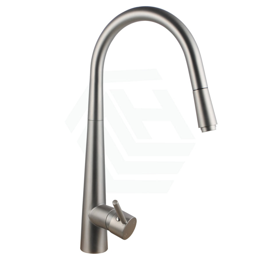 Euro Brushed Nickel Solid Brass Round Mixer Tap With 360° Swivel And Pull Out For Kitchen Kitchen
