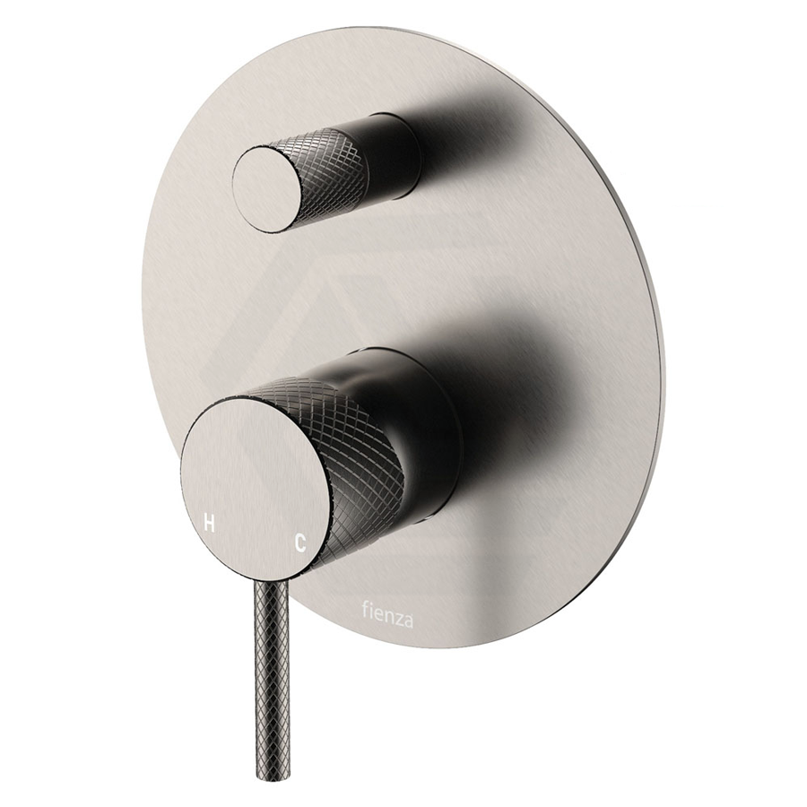 N#1(Nickel) Fienza Axle Brushed Nickel Wall Diverter Mixer Dress Kit Only Large Round Plate Tap