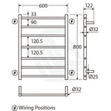 N#1(Nickel) Fienza Isabella Brushed Nickel Heated Towel Rail 7/8/9 Bars Rails