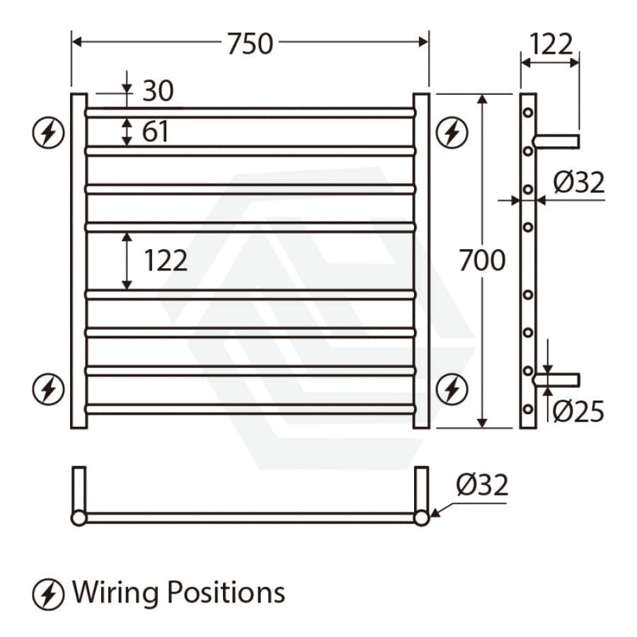 N#1(Nickel) Fienza Isabella Brushed Nickel Heated Towel Rail 7/8/9 Bars Rails