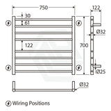 N#1(Nickel) Fienza Isabella Brushed Nickel Heated Towel Rail 7/8/9 Bars Rails
