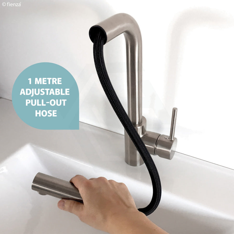 N#1(Nickel) Fienza Isabella Deluxe Pull-Out Kitchen Mixer Brushed Nickel Pull Out Sink Mixers