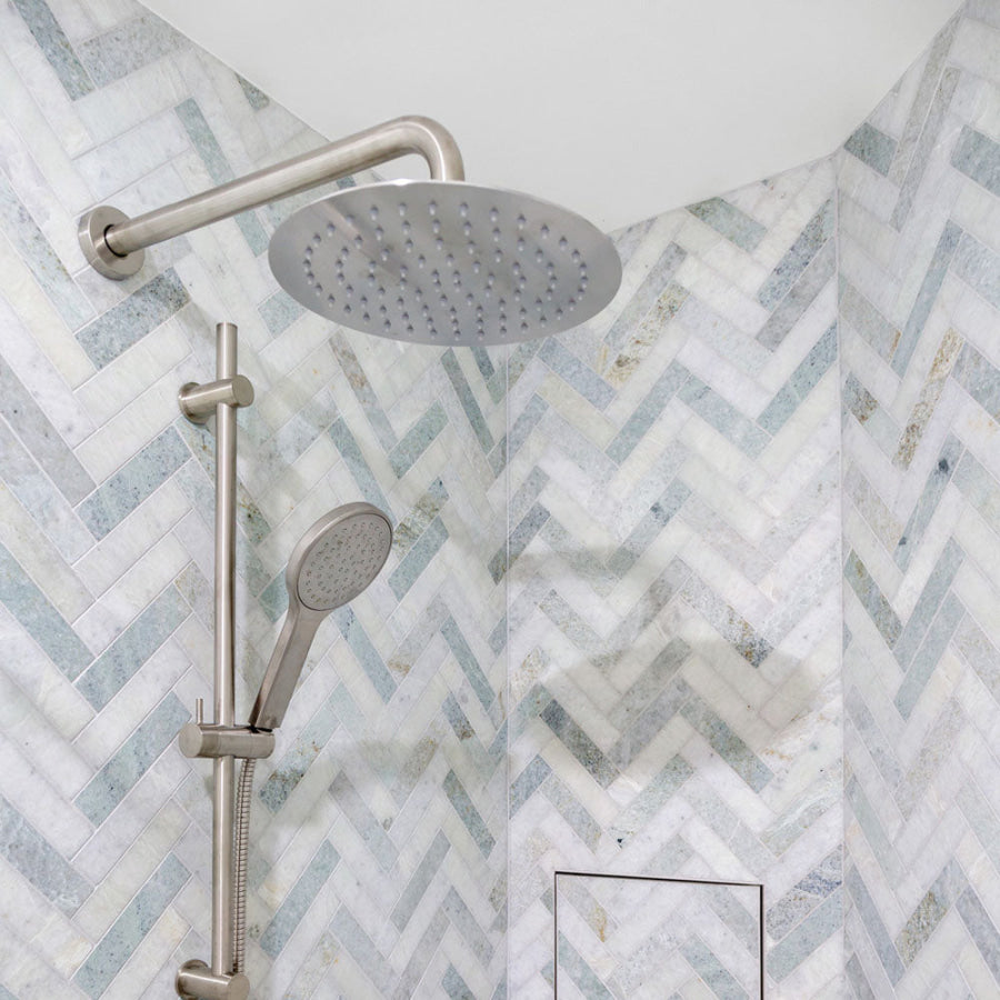 N#1(Nickel) Fienza Kaya 400Mm Round Brushed Nickel Shower Arm Arms