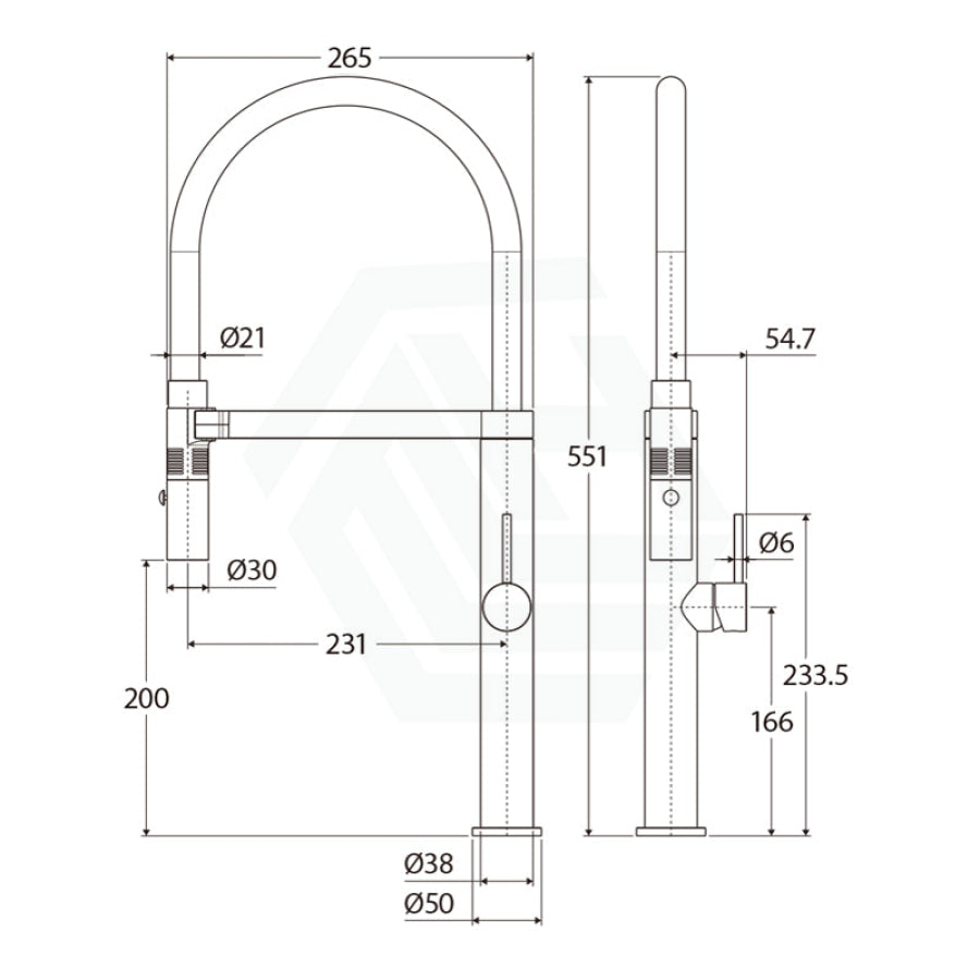 N#1(Nickel) Fienza Kaya Brushed Nickel Pull Down Sink Mixer With Matte Black Handle Mixers