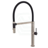 Kaya Brushed Nickel Pull Down Sink Mixer Matte Black Handle