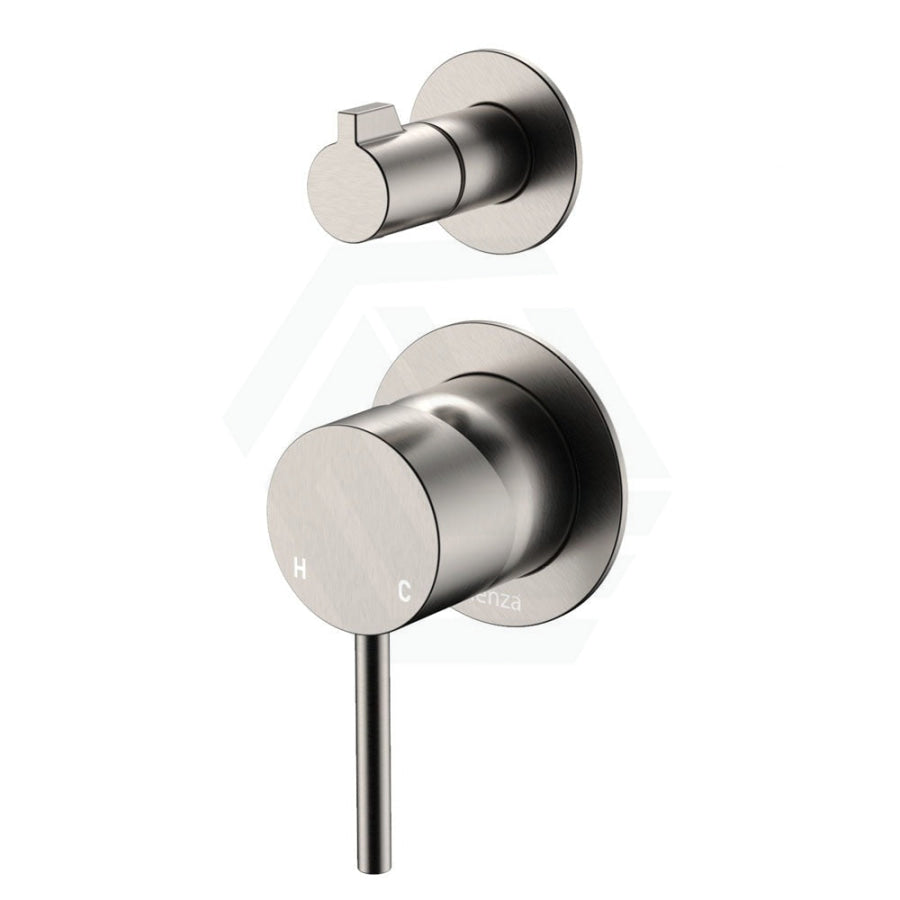 N#1(Nickel) Fienza Kaya Brushed Nickel Wall Diverter Mixer Dress Kit Small Round Plates Mixers With