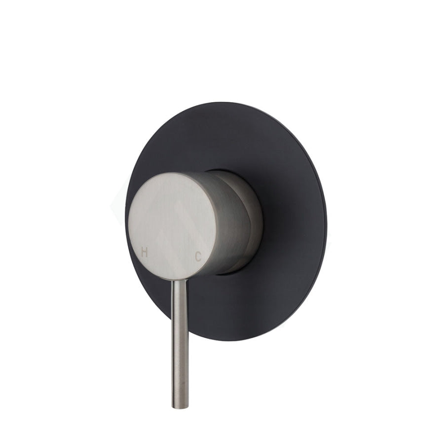 N#1(Nickel) Fienza Kaya Wall Mixer Brushed Nickel Large Round Plate Multi-Colour Matt Black Mixers