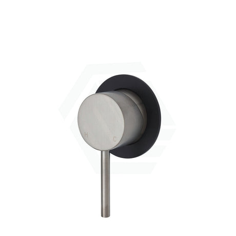 N#1(Nickel) Fienza Kaya Wall Mixer Brushed Nickel Small Round Plate Multi-Colour Matt Black Mixers