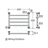N#1(Nickel) Fienza Lillian Heated Towel Rail 600Mm 4/6/9 Bars Rails