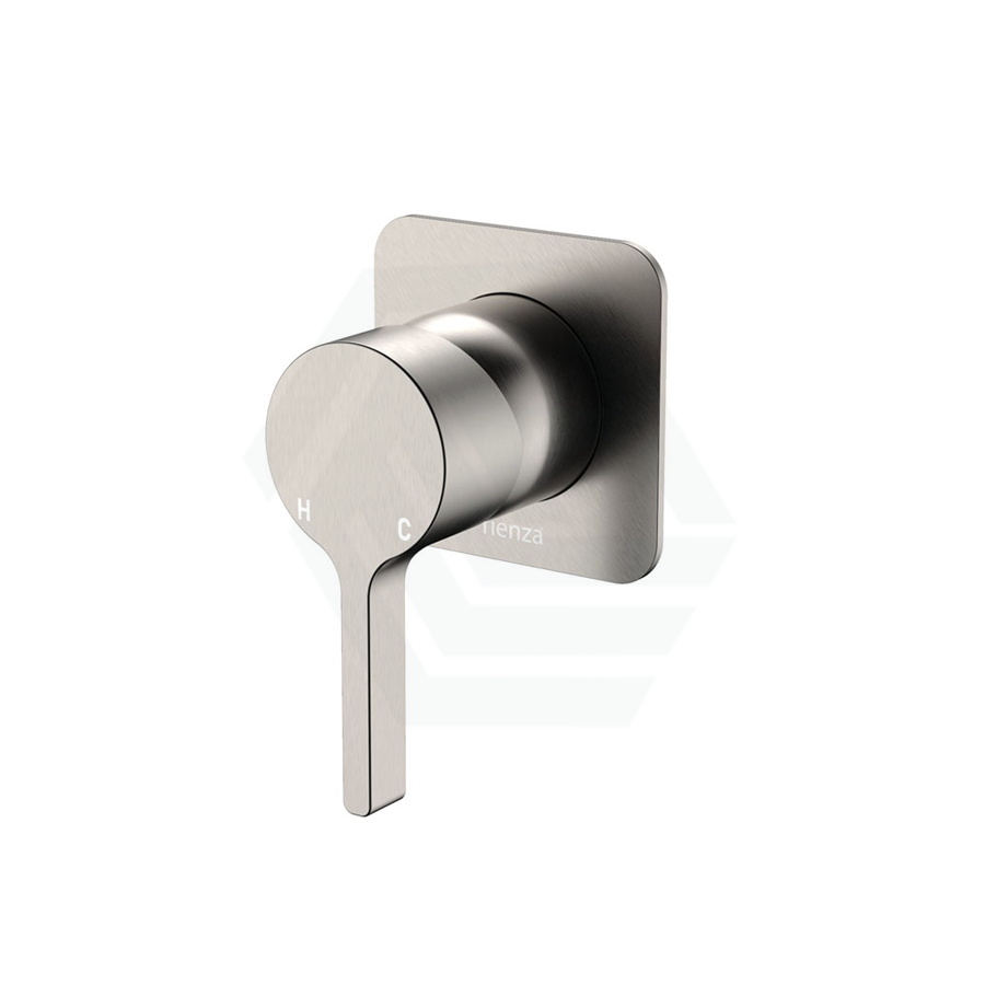 N#1(Nickel) Fienza Sansa Brushed Nickel Wall Mixer Dress Kit Only Square Plates Tap Accessories