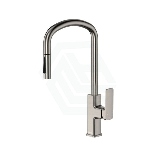 N#1(Nickel) Fienza Tono Brushed Nickel Brass 360 Swivel Pull Out Kitchen Sink Mixer Tap Mixers