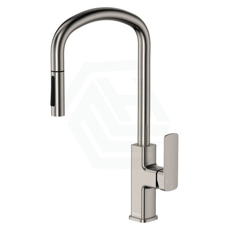 N#1(Nickel) Fienza Tono Brushed Nickel Brass 360 Swivel Pull Out Kitchen Sink Mixer Tap Mixers