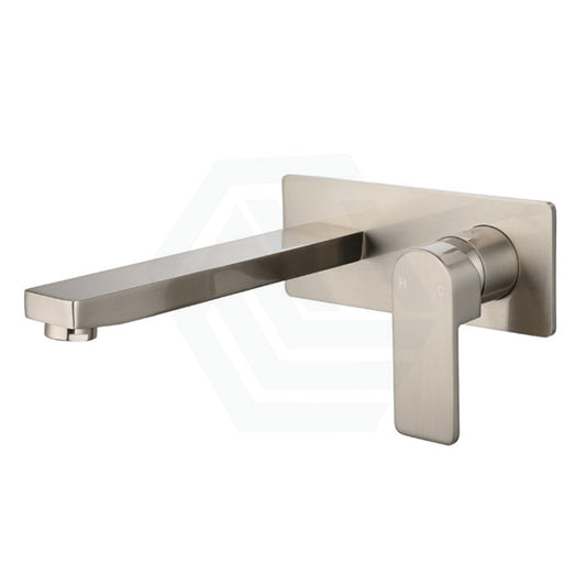 Ikon Flores Brushed Nickel Square Brass Wall Mounted Mixer With Spout For Bathtub And Basin Mixers