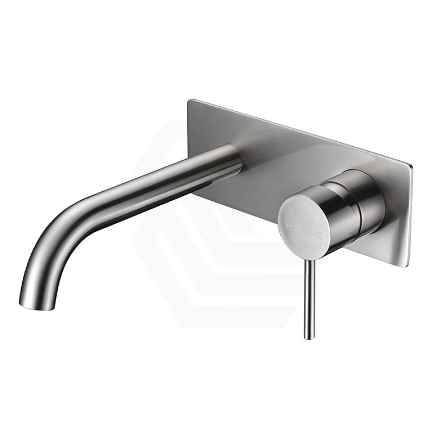 N#1(Nickel) Ikon Hali Round Brushed Nickel Brass Bathtub/Basin Wall Mixer With Spout Pin Lever