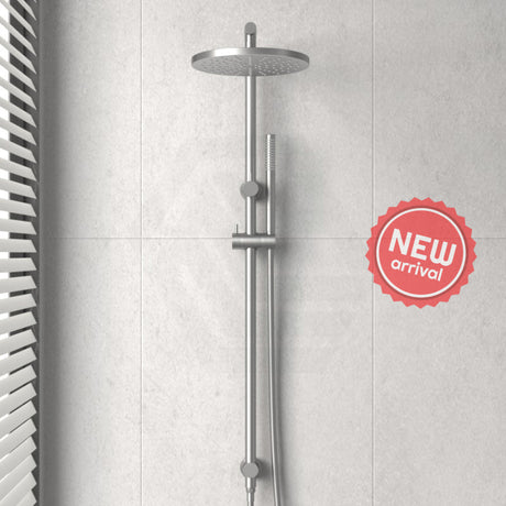 N#1(Nickel) Norico 10 Inch 250Mm Round Brushed Nickel Twin Shower Station Top Inlet Showers