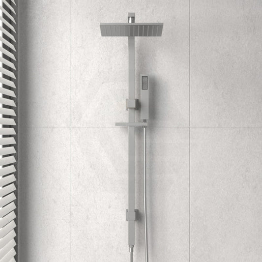 N#1(Nickel) Norico Esperia 10 Inch 250Mm Square Brushed Nickel Twin Shower Station Top Water Inlet