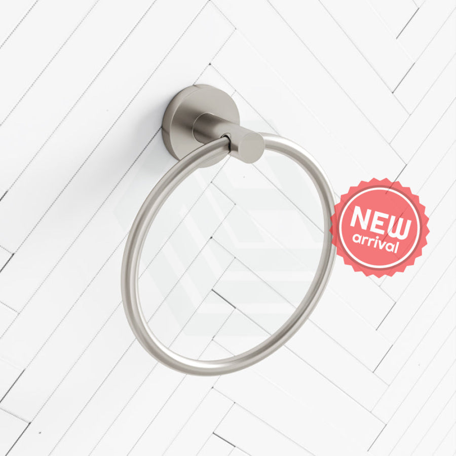 N#1(Nickel) Norico Round Brushed Nickel Hand Towel Ring Wall Mounted Holders