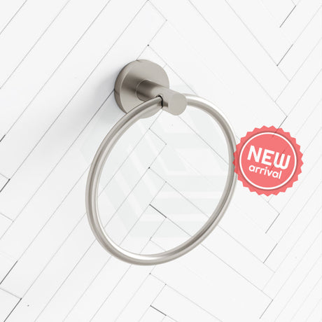 N#1(Nickel) Norico Round Brushed Nickel Hand Towel Ring Wall Mounted Holders