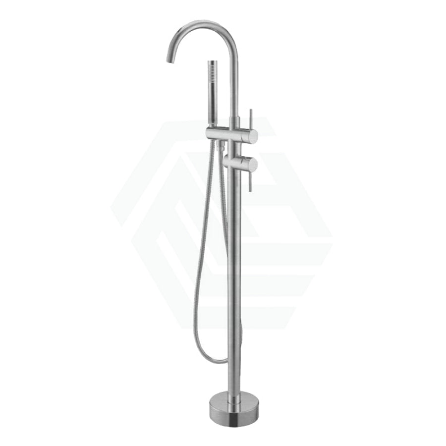 N#1(Nickel) Norico Round Floor Mounted Bath Mixer Handheld Solid Brass Brushed Nickel Mixers