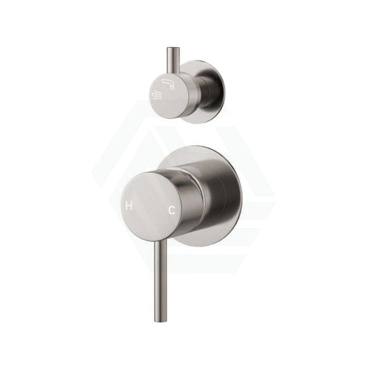 N#1(Nickel) Norico Round Brushed Nickel Shower/Bath Mixer With Diverter Brass Wall Mixers With