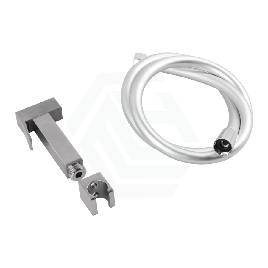 Square Brass Brushed Nickel Toilet Bidet Spray Kit With 1.2M Pvc Hose