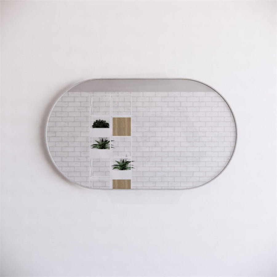 450/600/900/1200/700Mm Bathroom Brushed Nickel Framed Oval Mirror Wall Mounted Horizontal/Vertical