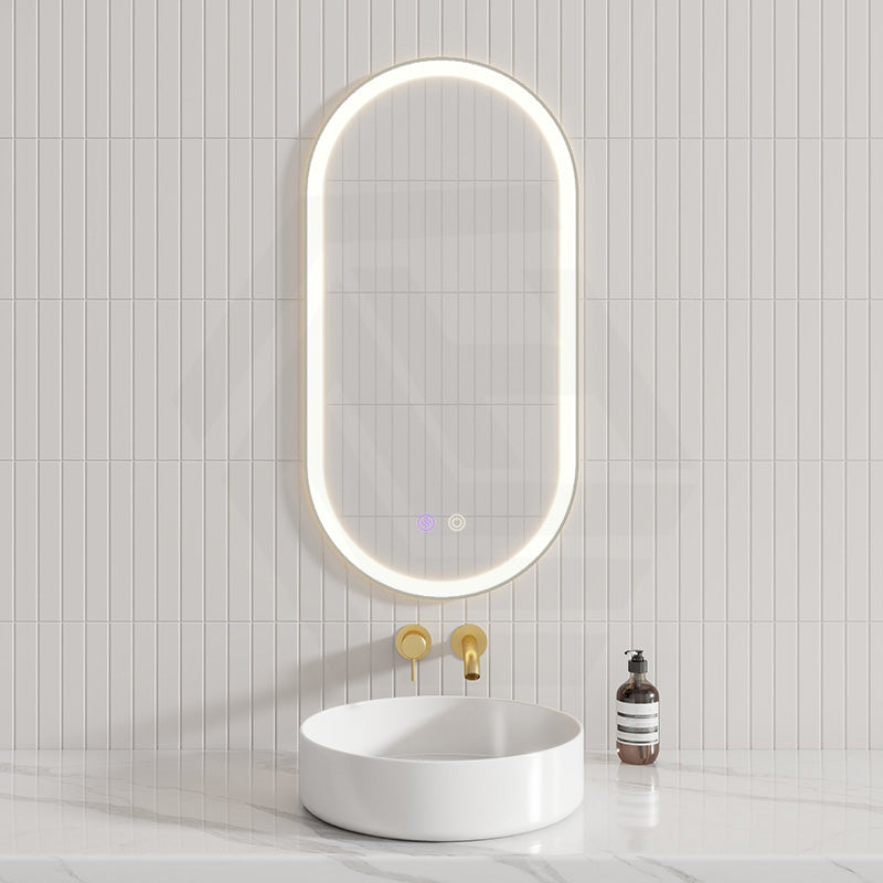 N#2(Nickel) 450/600/900/1200Mm Oval Brushed Nickel Framed Led Mirror Touch Sensor