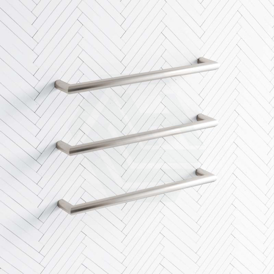 N#2(Nickel) 630/830Mm Thermogroup 12V Round 3 Single Bar Heated Towel Rail Brushed Nickel Rails