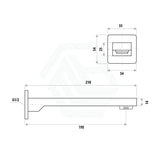 Linkware Gabe 210Mm Bath Spout Brushed Nickel Wall Spouts