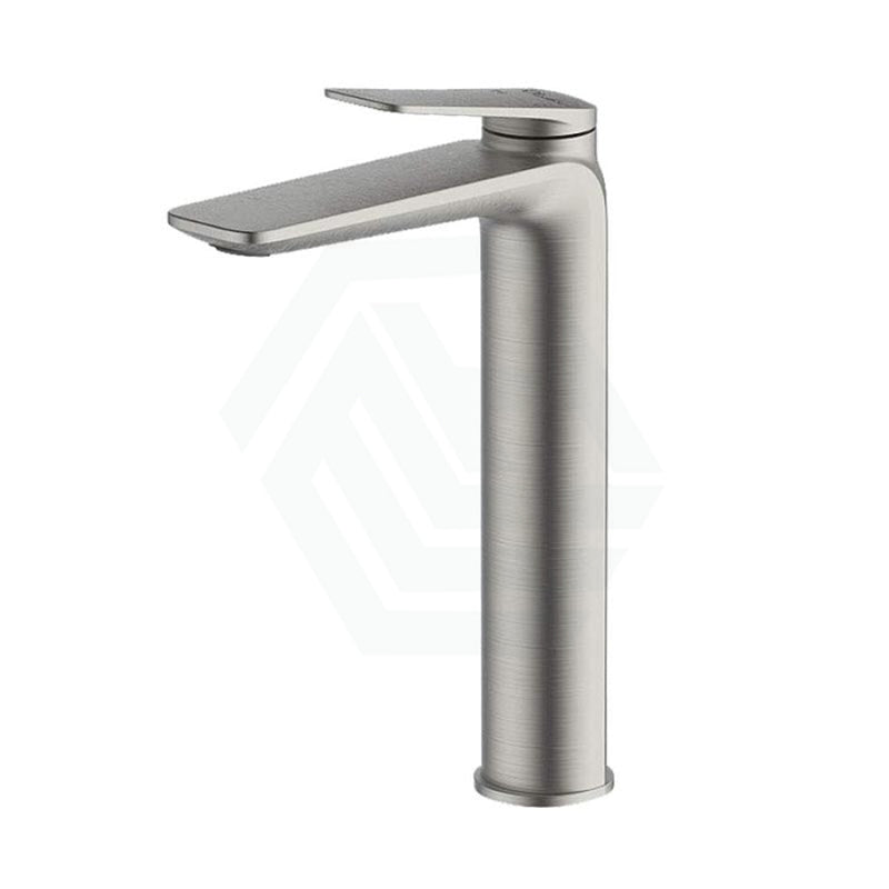 Oliveri Paris Brass Brushed Nickel Tower Basin Mixer Tap For Vanity And Sink Tall Mixers