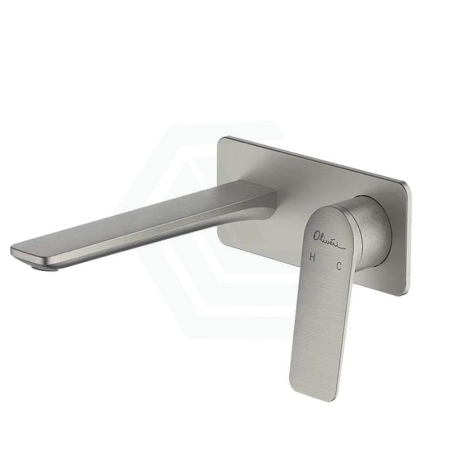 Oliveri Paris Brushed Nickel Brass Wall Mixer With Spout For Bathtub And Basin Mixers 
