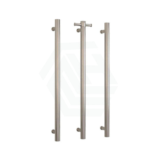 Thermogroup 900Mm Brushed Round 3 Vertical Single Heated Towel Rails