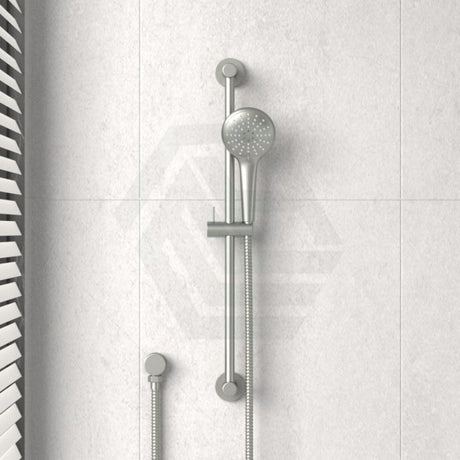 N#3(Nickel) Meir Round Three Function Hand Shower On Rail Column Pvd Brushed Nickel With Handheld