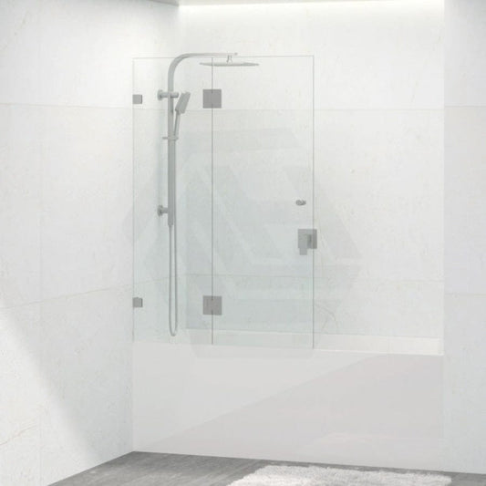 Tempered Glass Frameless Bathtub Shower Screen Swing Panel Brushed Nickel