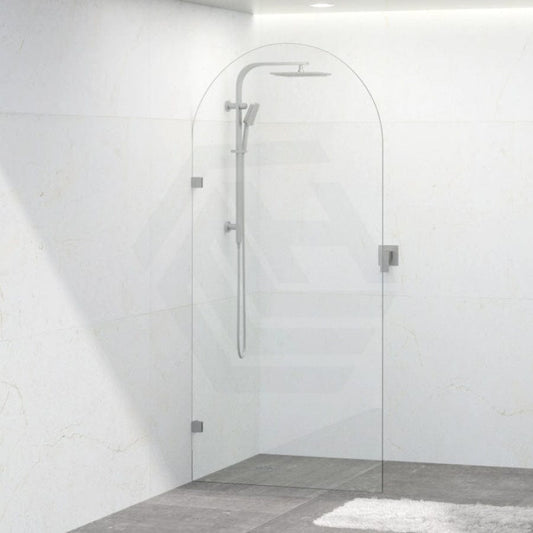 900/1000X2200Mm Arch Frameless Shower Screen Fixed Panel Tempered Glass Brushed Nickel