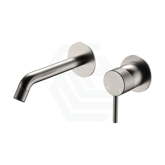 N#1(Nickel) Fienza Axle Brushed Nickel Basin/Bath Wall Mixer Dress Kit Only Small Round Plates 160Mm
