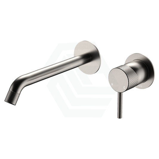 N#1(Nickel) Fienza Axle Brushed Nickel Basin/Bath Wall Mixer Dress Kit Only Small Round Plates 200Mm