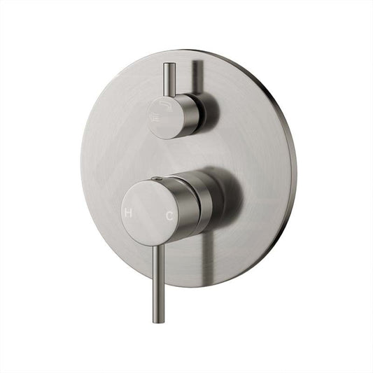 N#1(Nickel) Norico Round Brushed Nickel Shower/Bath Mixer With Diverter Wall Mounted Mixers With