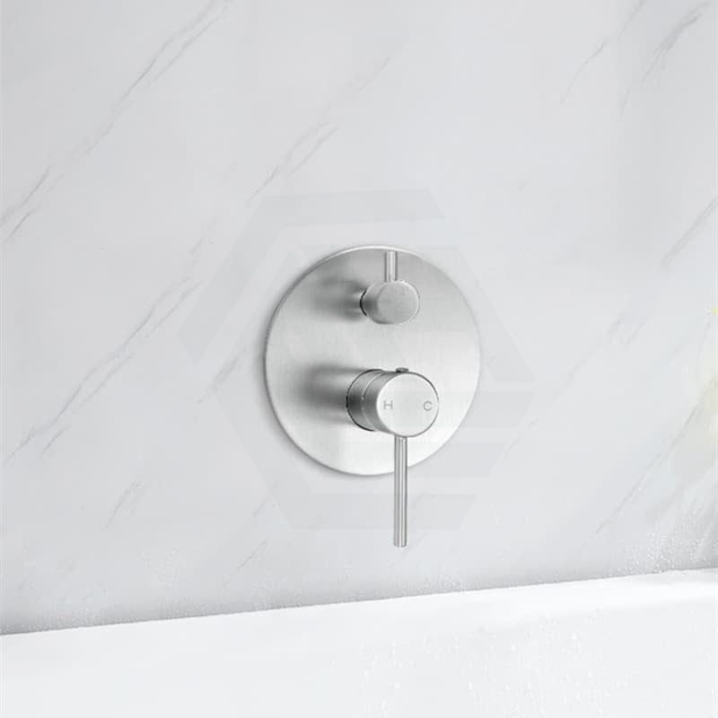 Norico Round Brushed Nickel Shower/bath Mixer With Diverter Wall Mounted Bathroom Products