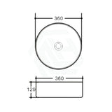 Carysil 360x360x120mm Round Above Counter Ceramic Basin Variant Colour Available