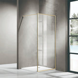 900-1200x2000mm Framed Walk-in Shower Screen Single Door Panel 6mm Thickness Glass - Matt Black/Light Gold