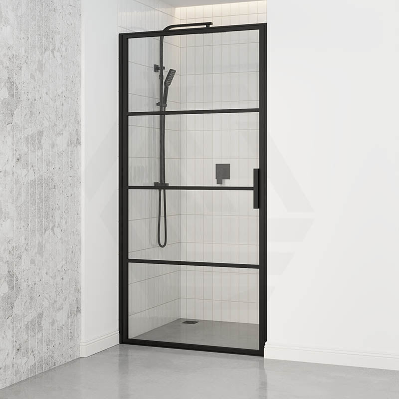 Wall To Wall Shower Screen Framed Pivot Single Panel Black