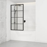 Bathtub Shower Screen Framed Fixed Panel 700/800mm Black