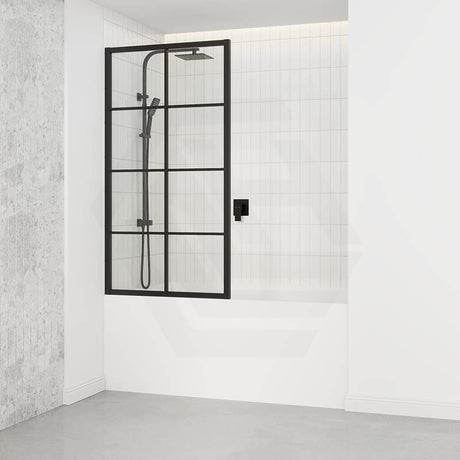 Bathtub Shower Screen Framed Fixed Panel 700/800mm Black