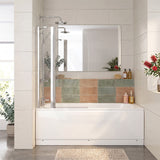 Double Panel Swivel Bathtub Screen Curved Corner 6mm Tempered Glass 1000/1200x1500mm - Chrome/Matt Black Fittings