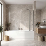Double Panel Swivel Bathtub Screen Curved Corner 6mm Tempered Glass 1000/1200x1500mm - Chrome/Matt Black Fittings